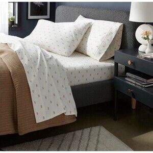 Queen 400 Thread Count Performance Sheet Set Ivory/Khaki Ikat Block - Threshold